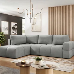 Garnero Arredamenti Divani Angolari|Divani Letto-Divano letto angolare 3 posti 267x185cm box contenitore grigio Sottovoce Tessuto Artico Grigio