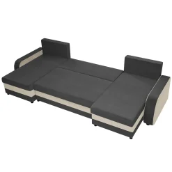 Garnero Arredamenti Divani Panoramici|Divani Angolari-Divano letto angolare 5 posti 304cm contenitore grigio écru Assunta Tessuto Vellutato Alova Grigio Beige