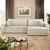 Garnero Arredamenti Divani Angolari|Divani Letto-Divano letto angolare 4 posti 272x145cm con box contenitore velluto a coste beige Ploffy