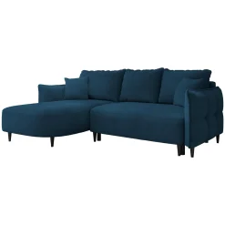 Garnero Arredamenti Divani Angolari|Divani Letto-Divano letto angolare 3 posti 244x165cm tessuto blu Lollypop Tessuto Peluche Onega Blu