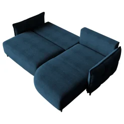 Garnero Arredamenti Divani Angolari|Divani Letto-Divano letto angolare 3 posti 244x165cm tessuto blu Lollypop Tessuto Peluche Onega Blu