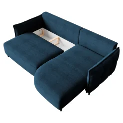 Garnero Arredamenti Divani Angolari|Divani Letto-Divano letto angolare 3 posti 244x165cm tessuto blu Lollypop Tessuto Peluche Onega Blu