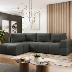 Garnero Arredamenti Divani Angolari|Divani Letto-Divano letto angolare 3 posti 267x185cm box contenitore antracite Sottovoce Tessuto Artico Antracite