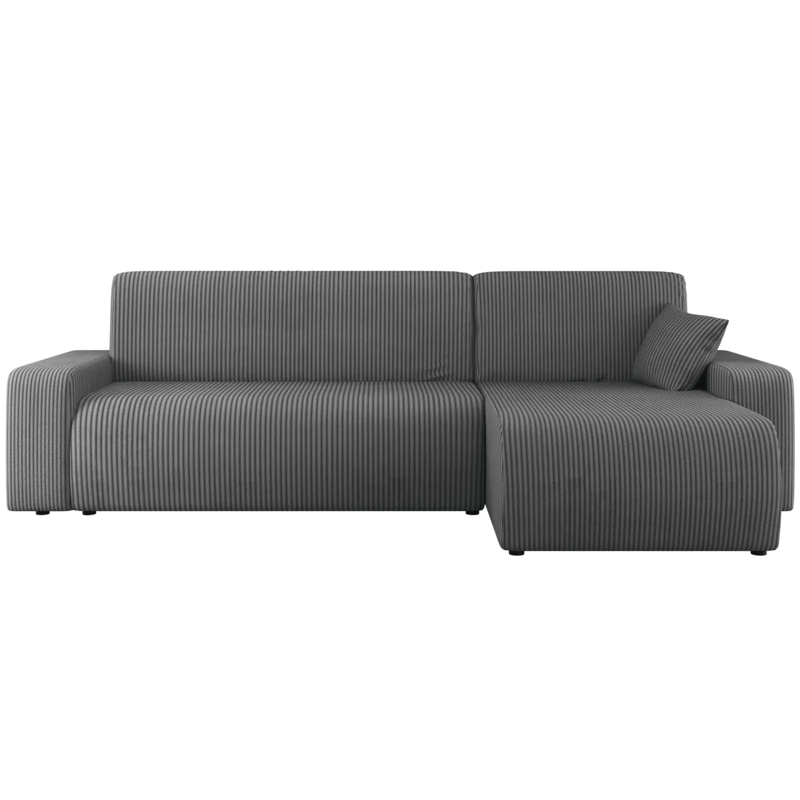 Garnero Arredamenti Divani Angolari|Divani Letto-Divano letto angolare 3 posti 244x145cm con contenitore a coste antracite Slurp Velluto Poso Antracite