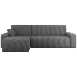 Garnero Arredamenti Divani Angolari|Divani Letto-Divano letto angolare 3 posti 244x145cm con contenitore a coste antracite Slurp Velluto Poso Antracite