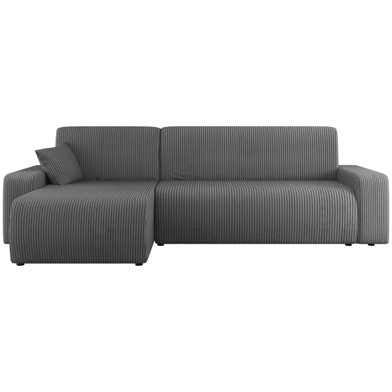 Garnero Arredamenti Divani Angolari|Divani Letto-Divano letto angolare 3 posti 244x145cm con contenitore a coste antracite Slurp Velluto Poso Antracite