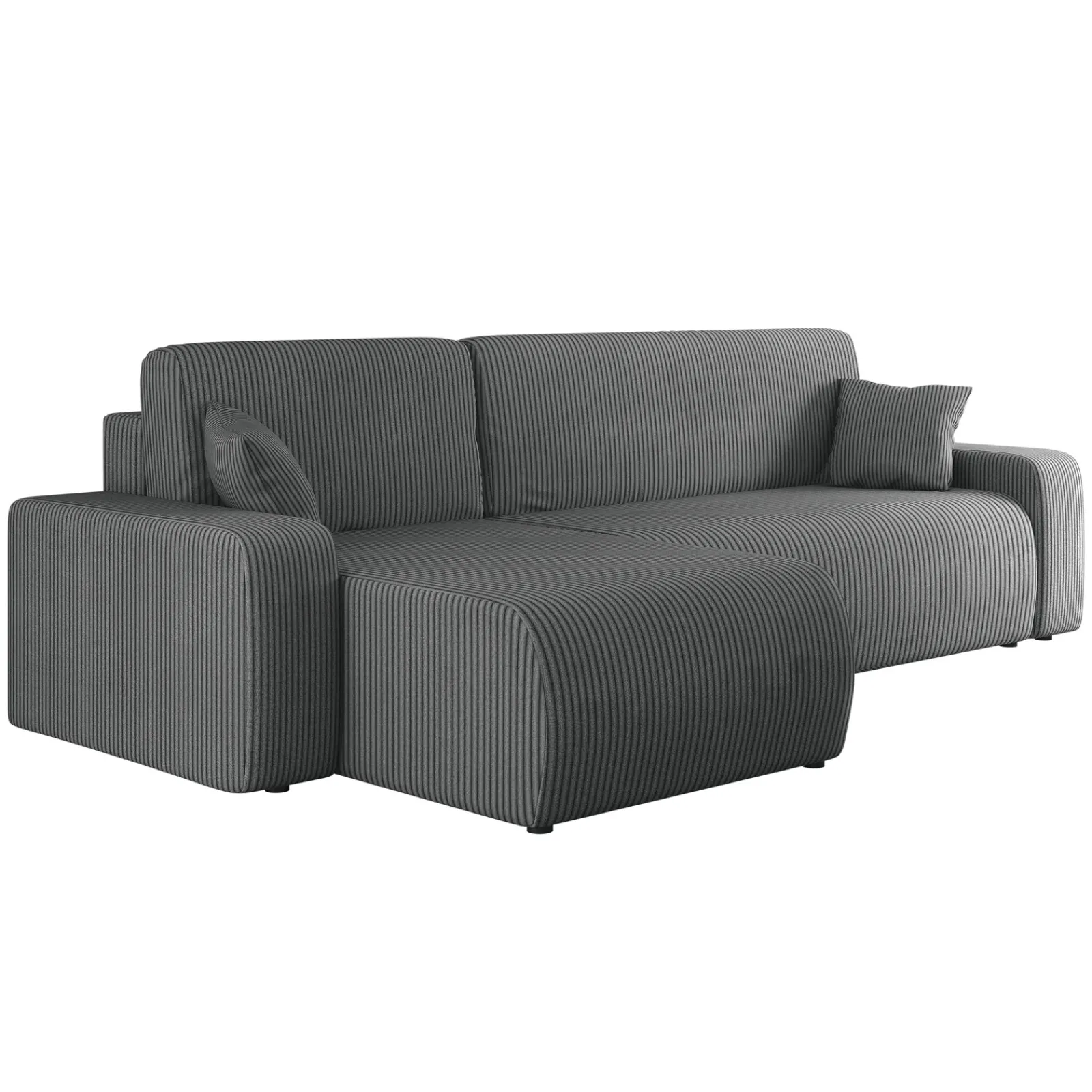 Garnero Arredamenti Divani Angolari|Divani Letto-Divano letto angolare 3 posti 244x145cm con contenitore a coste antracite Slurp Velluto Poso Antracite
