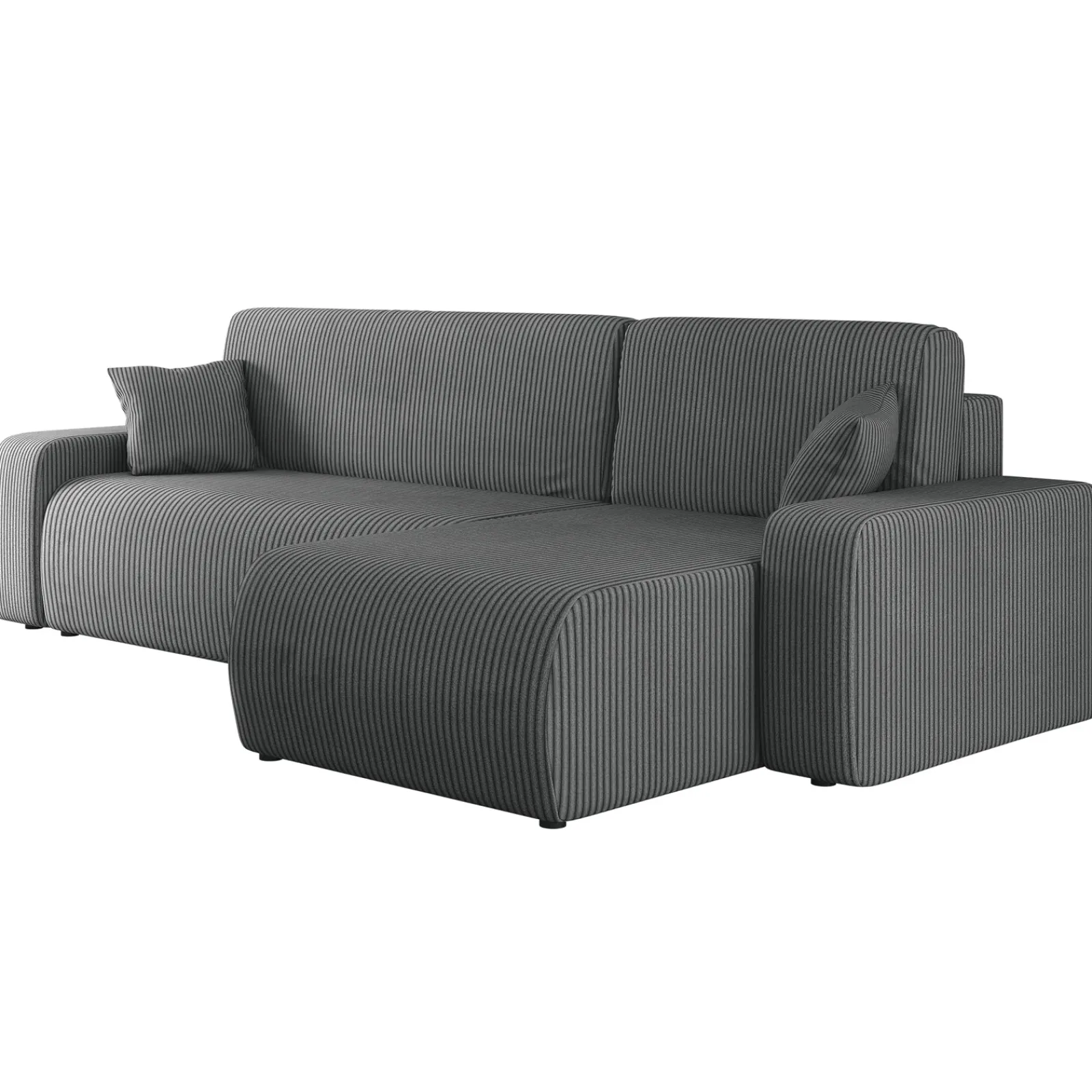 Garnero Arredamenti Divani Angolari|Divani Letto-Divano letto angolare 3 posti 244x145cm con contenitore a coste antracite Slurp Velluto Poso Antracite