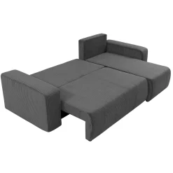Garnero Arredamenti Divani Angolari|Divani Letto-Divano letto angolare 3 posti 244x145cm con contenitore a coste antracite Slurp Velluto Poso Antracite