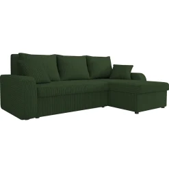 Garnero Arredamenti Divani Angolari|Divani Letto-Divano letto angolare 3 posti 238x147cm con contenitore a coste verde Flow Velluto Poso Verde