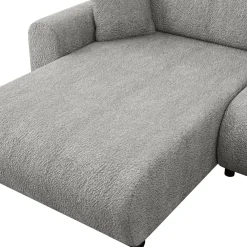 Garnero Arredamenti Divani Angolari|Divani Letto-Divano letto angolare 4 posti 285x188cm con contenitore Soft Tessuto Bouclé Grigio chiaro