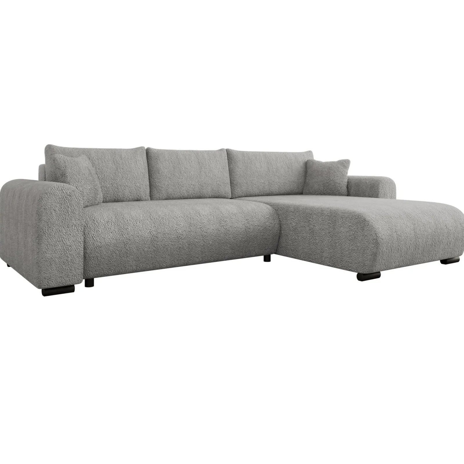 Garnero Arredamenti Divani Angolari|Divani Letto-Divano letto angolare 4 posti 285x188cm con contenitore Soft Tessuto Bouclé Grigio chiaro