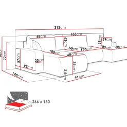 Garnero Arredamenti Divani Angolari|Divani Letto-Divano letto angolare 5 posti 312x145cm con contenitore a coste beige Slurp Velluto Poso Beige