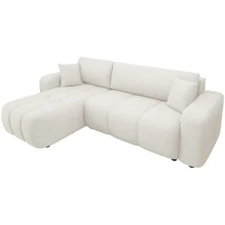 Garnero Arredamenti Divani Angolari|Divani Letto-Divano letto angolare 3 posti 244x145cm con contenitore tessuto beige Orama Tessuto Velo Beige