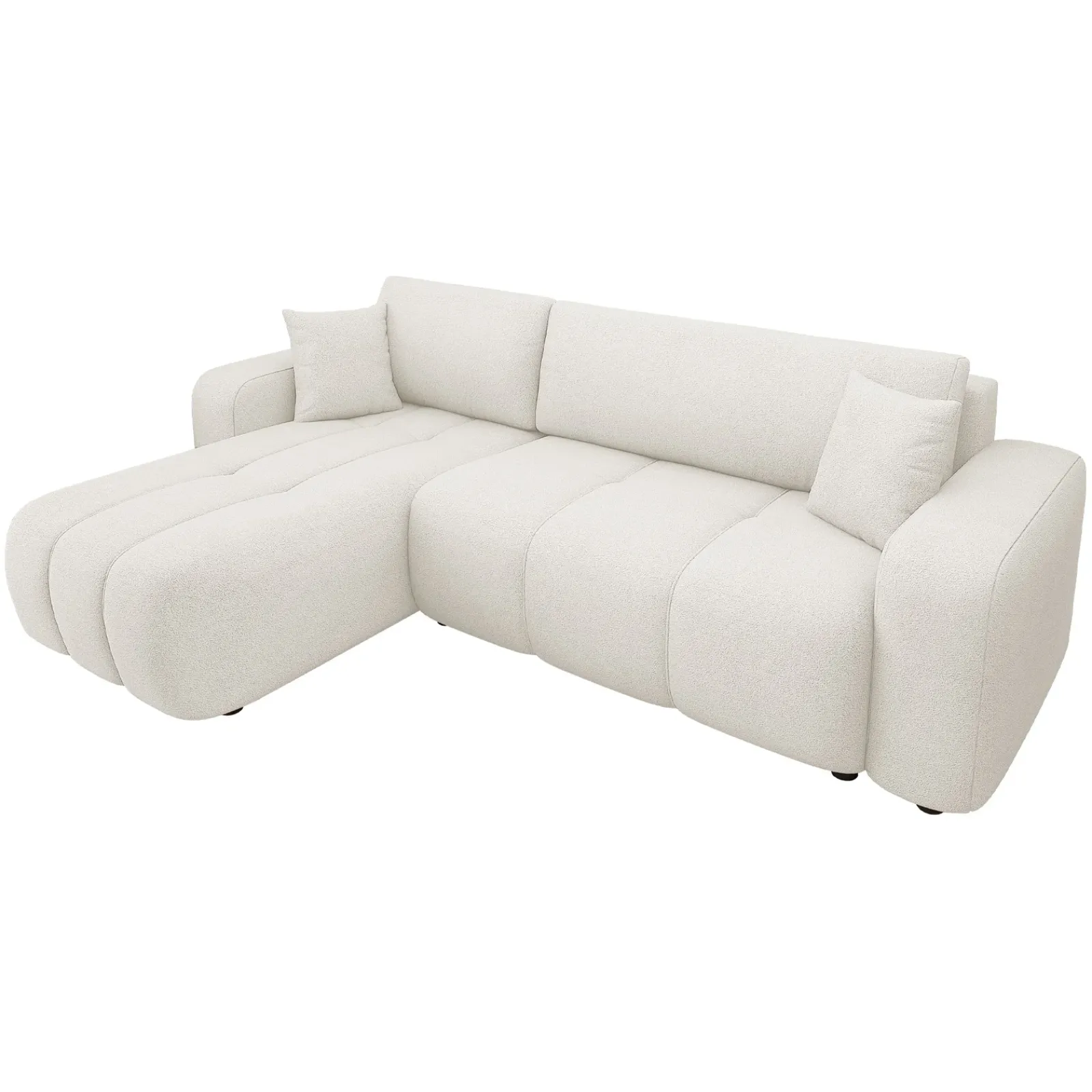 Garnero Arredamenti Divani Angolari|Divani Letto-Divano letto angolare 3 posti 244x145cm con contenitore tessuto beige Orama Tessuto Velo Beige