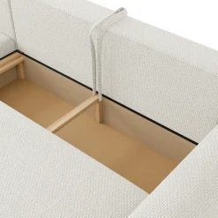 Garnero Arredamenti Divani Angolari|Divani Letto-Divano letto angolare 4 posti 285x188cm con contenitore a trama spessa bianco Soft Tessuto Flow a Trama Spessa Bianco