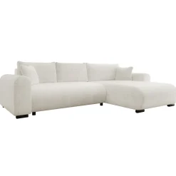 Garnero Arredamenti Divani Angolari|Divani Letto-Divano letto angolare 4 posti 285x188cm con contenitore a trama spessa bianco Soft Tessuto Flow a Trama Spessa Bianco