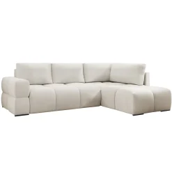 Garnero Arredamenti Divani Angolari|Divani Letto-Divano letto angolare 3 posti 267x185cm box contenitore bianco perla Sottovoce Tessuto Artico Bianco perla