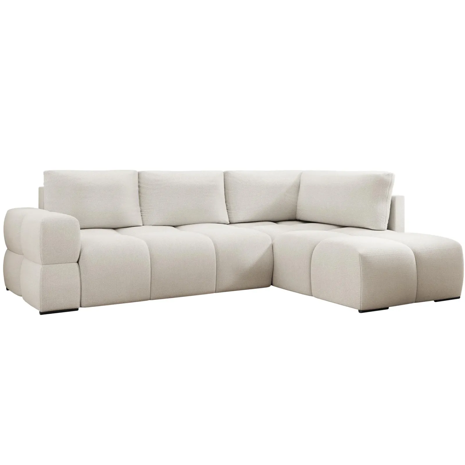 Garnero Arredamenti Divani Angolari|Divani Letto-Divano letto angolare 3 posti 267x185cm box contenitore bianco perla Sottovoce Tessuto Artico Bianco perla