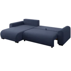 Garnero Arredamenti Divani Angolari|Divani Letto-Divano letto angolare 4 posti 285x188cm con contenitore a trama spessa blu Soft Tessuto Flow a Trama Spessa Blu