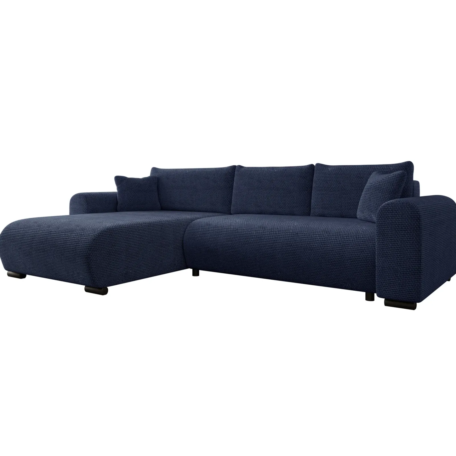 Garnero Arredamenti Divani Angolari|Divani Letto-Divano letto angolare 4 posti 285x188cm con contenitore a trama spessa blu Soft Tessuto Flow a Trama Spessa Blu