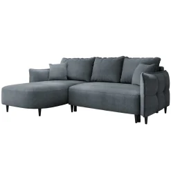 Garnero Arredamenti Divani Angolari|Divani Letto-Divano letto angolare 3 posti 244x165cm tessuto grigio scuro Lollypop Tessuto Peluche Onega Grigio Scuro