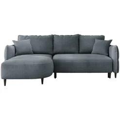 Garnero Arredamenti Divani Angolari|Divani Letto-Divano letto angolare 3 posti 244x165cm tessuto grigio scuro Lollypop Tessuto Peluche Onega Grigio Scuro