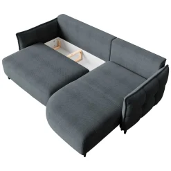 Garnero Arredamenti Divani Angolari|Divani Letto-Divano letto angolare 3 posti 244x165cm tessuto grigio scuro Lollypop Tessuto Peluche Onega Grigio Scuro