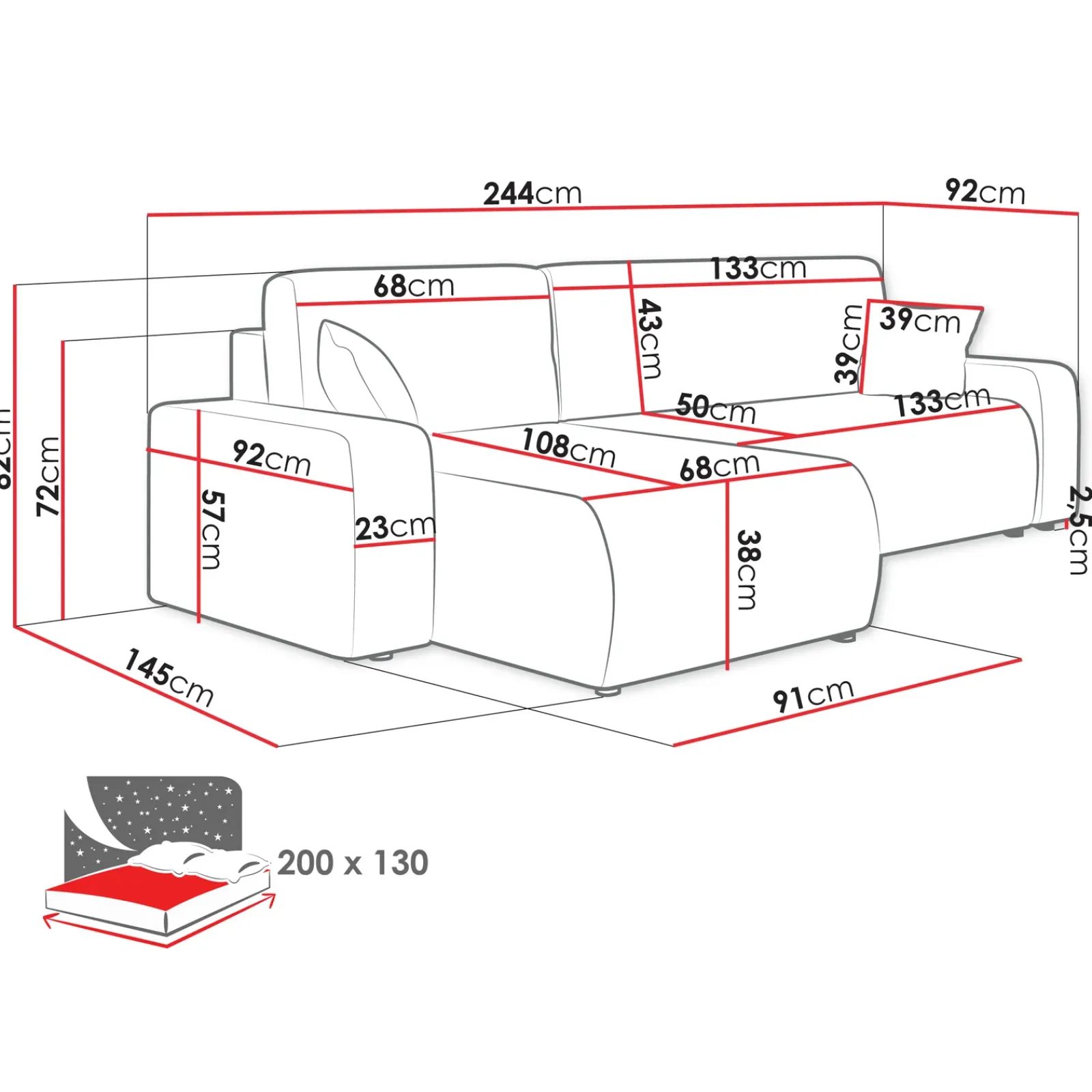 Garnero Arredamenti Divani Angolari|Divani Letto-Divano letto angolare 3 posti 244x145cm con contenitore a coste tortora Slurp Velluto Poso Tortora
