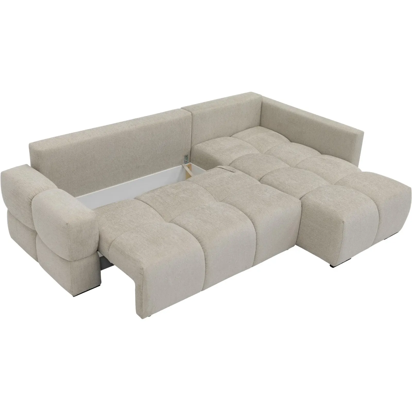 Garnero Arredamenti Divani Angolari|Divani Letto-Divano letto angolare 3 posti 267x185cm box contenitore beige Sottovoce Tessuto Artico Beige