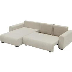 Garnero Arredamenti Divani Angolari|Divani Letto-Divano letto angolare 4 posti 285x188cm con contenitore tessuto velluto a coste beige Soft Velluto a Coste Poso Beige
