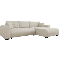 Garnero Arredamenti Divani Angolari|Divani Letto-Divano letto angolare 4 posti 285x188cm con contenitore tessuto velluto a coste beige Soft Velluto a Coste Poso Beige