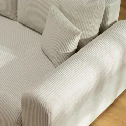 Garnero Arredamenti Divani Angolari|Divani Letto-Divano letto angolare 4 posti 285x188cm con contenitore tessuto velluto a coste beige Soft Velluto a Coste Poso Beige