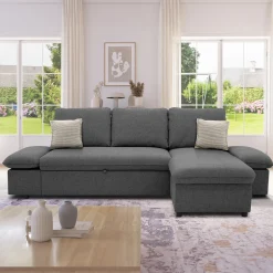 Garnero Arredamenti Divani Angolari|Divani Letto-Divano letto angolare 3 posti 260x148cm con contenitore antracite Arturo