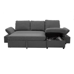 Garnero Arredamenti Divani Angolari|Divani Letto-Divano letto angolare 3 posti 260x148cm con contenitore antracite Arturo