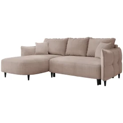 Garnero Arredamenti Divani Angolari|Divani Letto-Divano letto angolare 3 posti 244x165cm tessuto rosa Lollypop Tessuto Peluche Onega Rosa