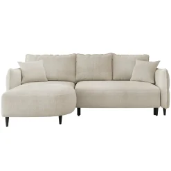 Garnero Arredamenti Divani Angolari|Divani Letto-Divano letto angolare 3 posti 244x165cm tessuto beige Lollypop Tessuto Peluche Onega Beige