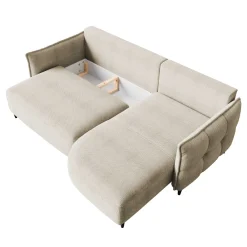 Garnero Arredamenti Divani Angolari|Divani Letto-Divano letto angolare 3 posti 244x165cm tessuto beige Lollypop Tessuto Peluche Onega Beige