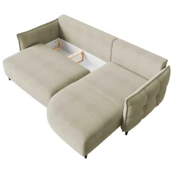 Garnero Arredamenti Divani Angolari|Divani Letto-Divano letto angolare 3 posti 244x165cm tessuto tortora Lollypop Tessuto Peluche Onega Tortora