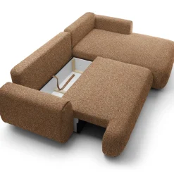 Garnero Arredamenti Divani Angolari|Divani Letto-Divano letto angolare destra 3 posti 270x167cm tessuto arancio Cloudify Tessuto Puente Arancio