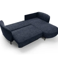 Garnero Arredamenti Divani Angolari|Divani Letto-Divano letto angolare destra 3 posti 260x180cm tessuto bouclè blu Repose Tessuto Bouclè Blur Blu