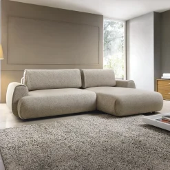 Garnero Arredamenti Divani Angolari|Divani Letto-Divano letto angolare destra 3 posti 270x167cm tessuto beige Cloudify Tessuto Puente Beige