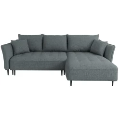 Garnero Arredamenti Divani Angolari|Divani Letto-Divano letto angolare destro 3 posti 276x158cm tessuto grigio scuro Angle Tessuto Peluche Onega Grigio Scuro