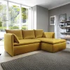 Garnero Arredamenti Divani Angolari|Divani Letto-Divano letto angolare destro 3 posti 230x166cm tessuto giallo senape Easeful