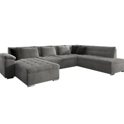 Garnero Arredamenti Divani Panoramici|Divani Angolari-Divano letto angolare destra 5 posti 350x205cm grigio Agliana Tessuto Vellutato Manila Grigio Nero