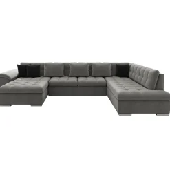 Garnero Arredamenti Divani Panoramici|Divani Angolari-Divano letto angolare destra 5 posti 350x205cm grigio Agliana Tessuto Vellutato Manila Grigio Nero