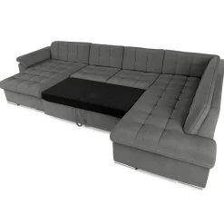 Garnero Arredamenti Divani Panoramici|Divani Angolari-Divano letto angolare destra 5 posti 350x205cm grigio Agliana Tessuto Vellutato Manila Grigio Nero