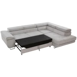 Garnero Arredamenti Divani Angolari|Divani Letto-Divano letto angolare destra imbottito 274x203cm velluto a coste grigio Bormio Velluto Poso Grigio