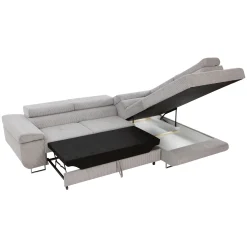 Garnero Arredamenti Divani Angolari|Divani Letto-Divano letto angolare destra imbottito 274x203cm velluto a coste grigio Bormio Velluto Poso Grigio