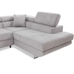 Garnero Arredamenti Divani Angolari|Divani Letto-Divano letto angolare destra imbottito 274x203cm velluto a coste grigio Bormio Velluto Poso Grigio